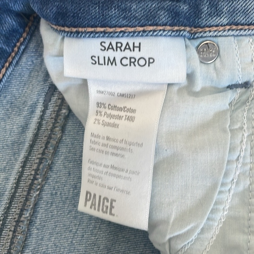 Paige Sarah High-Rise Slim Crop Jean Size 25 (size 2) - Picture 4 of 7